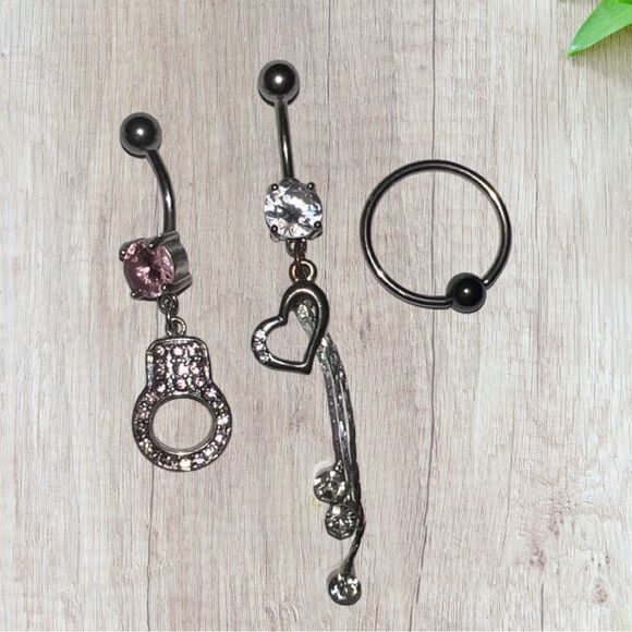 7 Belly Button Ring Lot From Stainless Steel to Sterling Silver - Picture 5 of 12